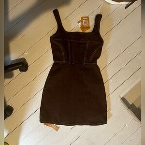 NWT Reformation Davies Bustier dress brown denim color cafe size 2